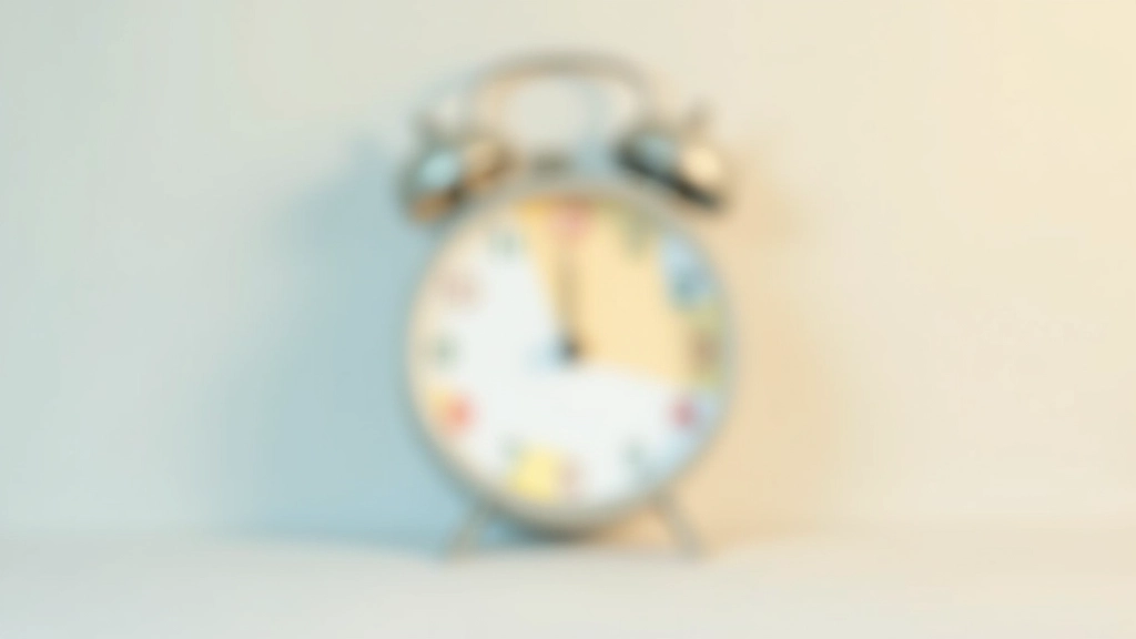 Relógio analógico com cores marcando diferentes períodos do dia, sobre superfície clara