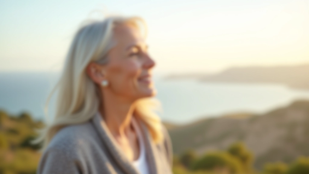 Mulher madura a olhar para o horizonte com esperança